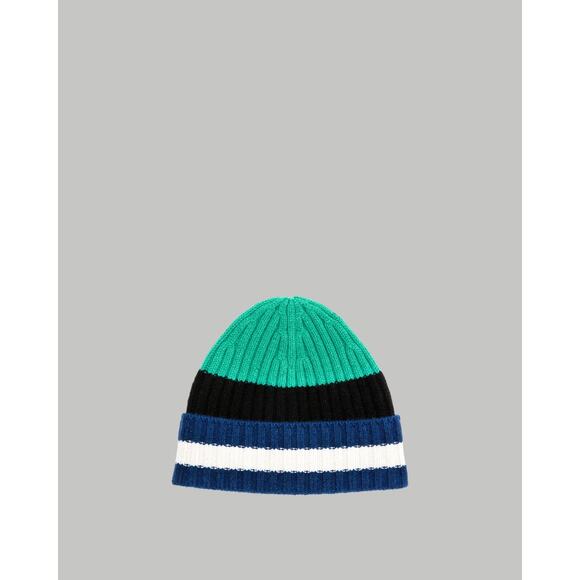 Everlane The Cashmere Unisex Beanie Bright Navy Multi Stripe NWT - Picture 4 of 7